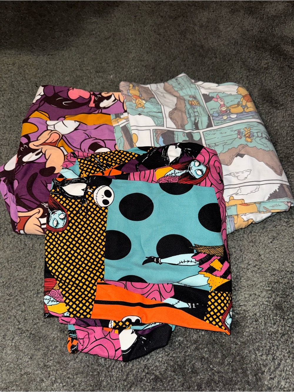 Colorful Cartoon Patchwork leggings - Turquoise, Purple, Orange